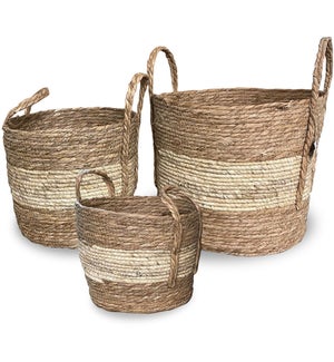 "Rope Basket, Set of 3, Cornrope+Cattail, 30% Off"