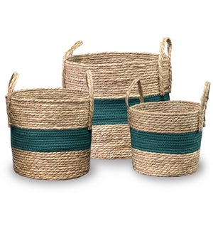 "Rope Basket, Set of 3, Cotton+Cattail, 30% Off"