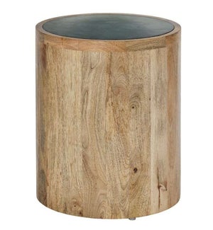 Marino Mango Wood Side Table With Black Marble Top