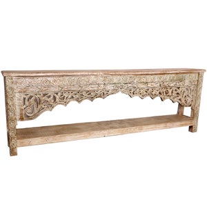 "Carved Console Natural, 11 ft long, 25% Off"