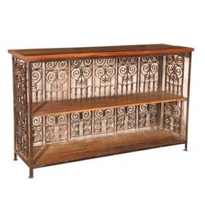 Art. Iron Console Table With Teak Wood Top