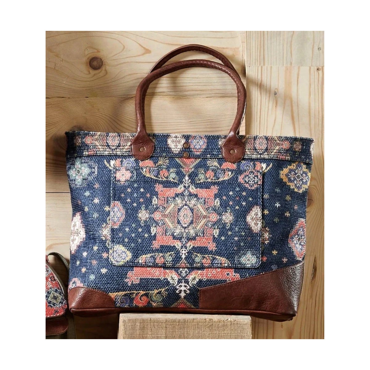 "Telegraph Upcycled Canvas Tote Bag, Blue"
