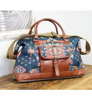 "Telegraph Upcycled Canvas Duffle Bag, Blue"