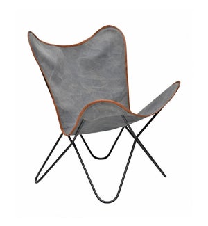 "Butterfly Chair, Grey Canvas, 50% Off"