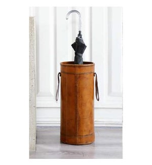"Manny Umbrella Stand/Basket, Leather, Brown"
