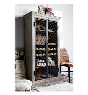 Iron Fitted Wooden Book Shelf With Wine Rack