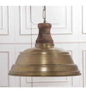 "Dome Pendant Lamp, Mango Wood, Antique Brass Finish"