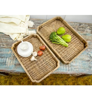 "Wooden Serving Tray, Set Of 2"