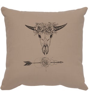 "Bull & Flowers" Image Pillow
