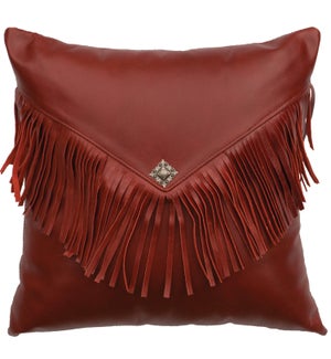 Dark Red Leather Pillow (16"x16")