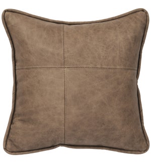 Mushroom Leather Panel Pillow (16"x16")