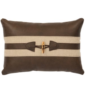 Linen Natural Leather Pillow (12x18)