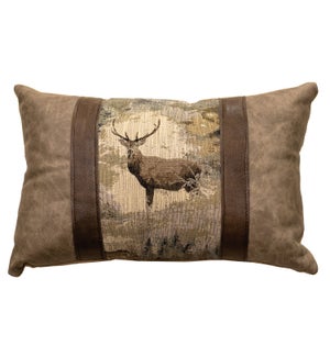 Daybreak Deer Leather Pillow (12"x18")