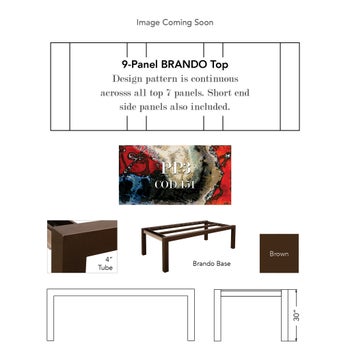 102 in. x 51 in. Brando Rectangle Table Base - Brown with 9 Panel Table Top - COD 151 - PP3