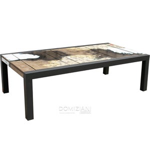 102 in. x 51 in. Brando Rectangle Table Base - Graphite w/ 9 Panel Table Top - COD 167 - Roccia