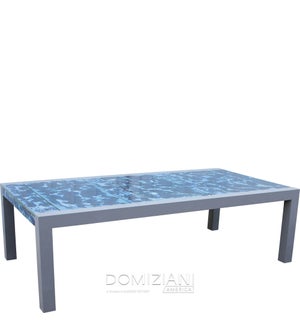 102 in. x 51 in. Brando Rectangle Table Base - Cloud w/ 9 Panel Table Top - COD 16 - Oltremare