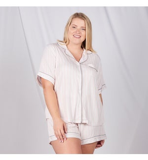 Lucy Short Sleeve Shirt: Pink Stripe: X-Large