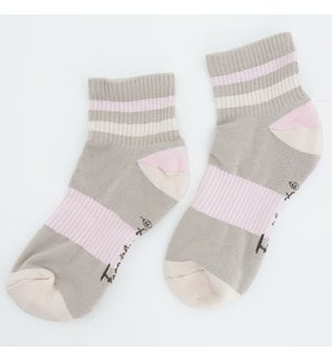 Bamboo Retro Shorty sock: Grey/Pink: One Size