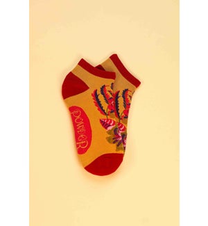 Fantasy Floral Trainer Socks - Mustard