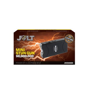 JOLT 98,000,000 Mini Stun Gun BLACK USBRechargeable w/ Disable Pin and Metal Clip