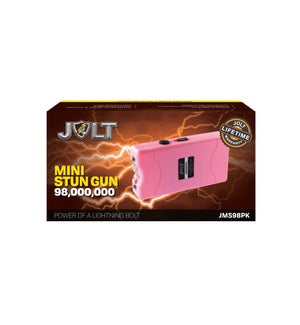 JOLT 98,000,000 Mini Stun Gun PINK USBRechargeable w/ Disable Pin and Metal Clip