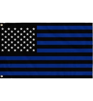 Blk Blu Stripes Police Flag
