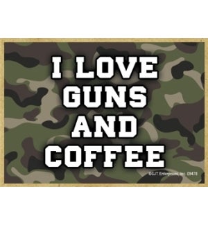 I Love Guns and Coffee Camo Magnet