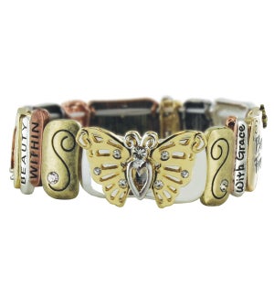 Butterfly Tri Stone Bracelet 6DP