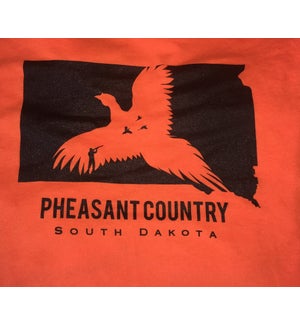 SD State Outline Orange Pheasant Tee-L