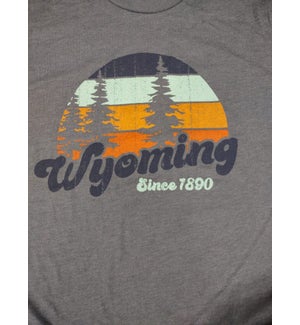 WY Sunset Trees Gry Tee S-XL