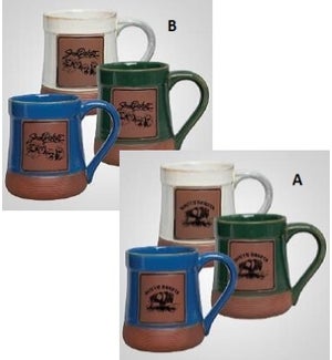 SD Mug Pottery brown bottom asst 2 styles