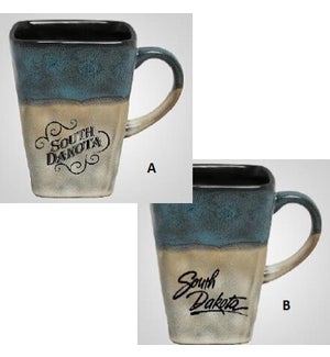 SD Mug square gray blue blend asst 2 styles