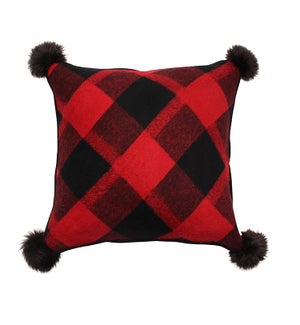 Aspen Check Cushion Cover 18x18 Red/Black