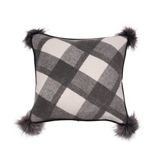 Aspen Check Cushion Cover 18x18 Grey/White