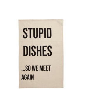 Stupid Dishes Single Kitchen Towel Black