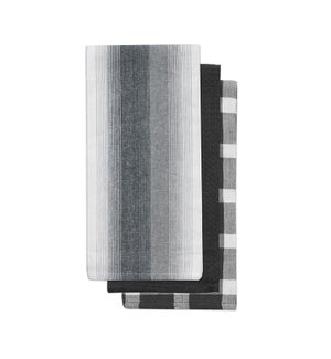 Sera Stripe Tea Towel Set Of 3 Grey