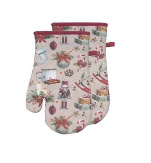 Classic Christmas Oven Mitt Set Of 2 Red