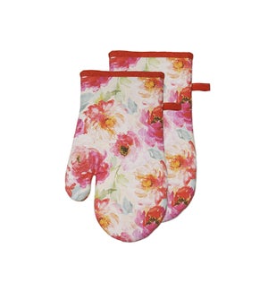 Peony Floral Oven Mitt S/2 Pink