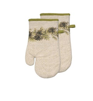 Shimmer Pine Cone Oven Mitt Set Of 2 Green