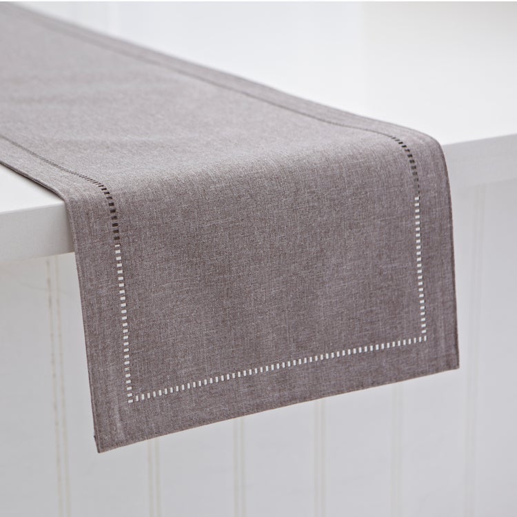 Hemstitch Table Runner Grey - table runners | Harman