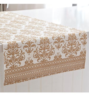 Baroque Printed Ribbed Table Runner Gold