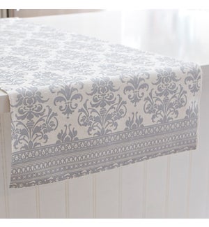 Baroque Printed Ribbed Table Runner Silver