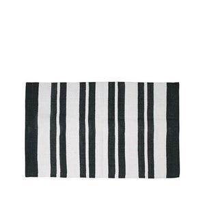 County Stripe Tasseled Floor Mat 28 X 48 Black
