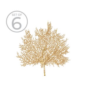 Metallic Leaf Coaster Set Of 6 Gold