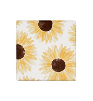 Sunflower Printed Ceramic Coaster S/6 Yellow
