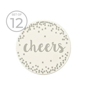 Cheers Paper Coaster with Tin Silver