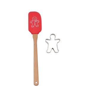 Gingerbread Spatula and Cookie Cutter Set Red