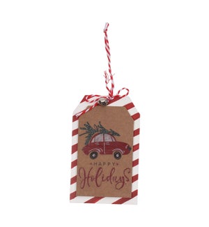 Happy Holidays Wine Tag Red