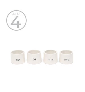 Love Wish Ceramic Napkin Ring Set of 4 White