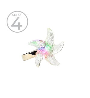 Starfish LED Napkin Ring Set of 4 Clear